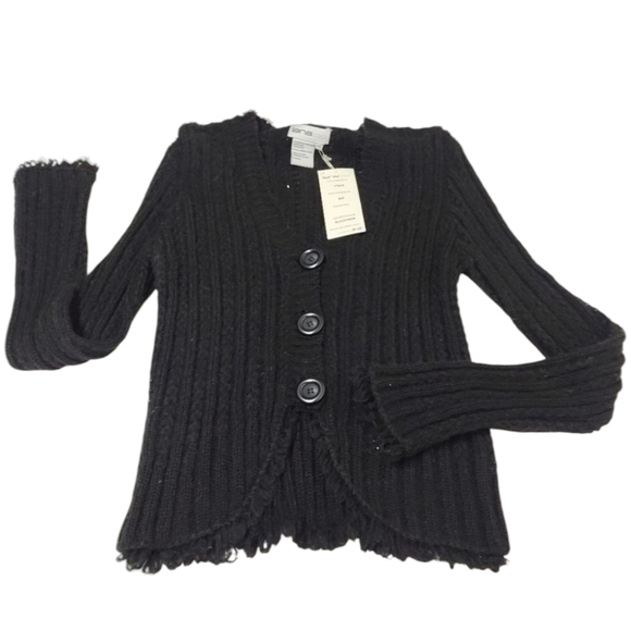 Lana Lee Womens Size S/p Black knit V-Neck Sweater Cardigan Button Soft Cozy NWT - Picture 4 of 11